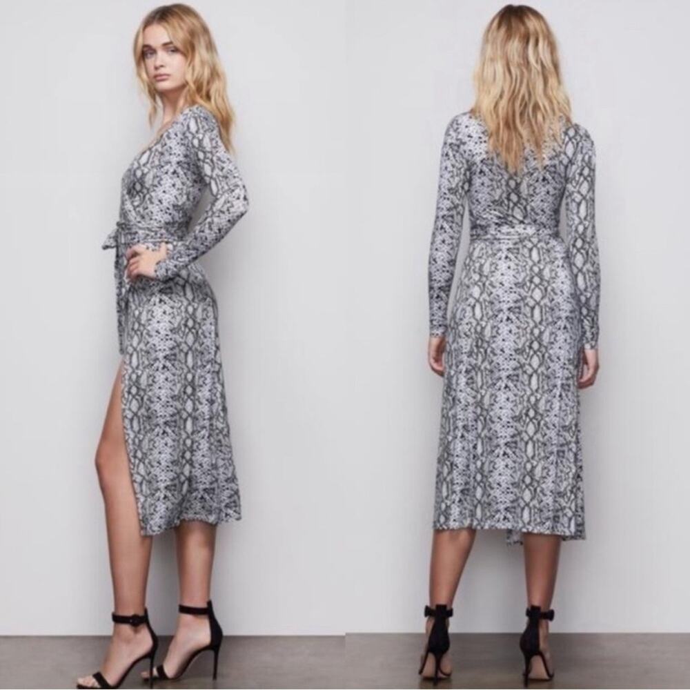 Good American The Runaround Snakeskin Print Wrap Dress Midi Size XS Mobwife